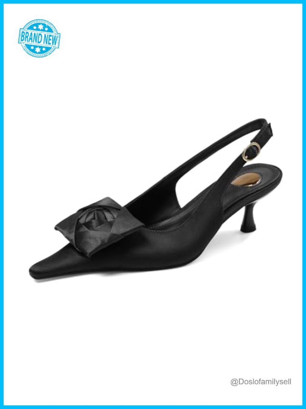 Women's Satin Floral Slingback Kitten Heels Pointed Toe Dress Pumps